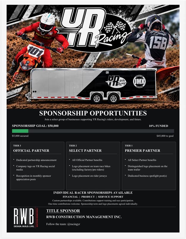 YR Racing sponsorship opportunities campaign poster